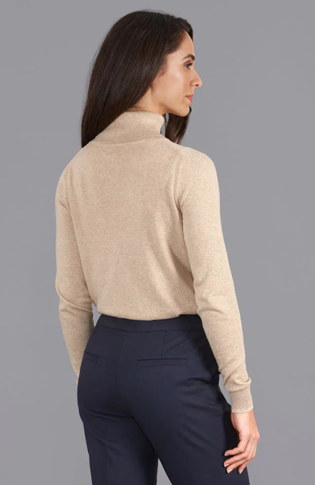 Womens Ultra Fine Cotton Roll Neck Long Sleeve Jumper