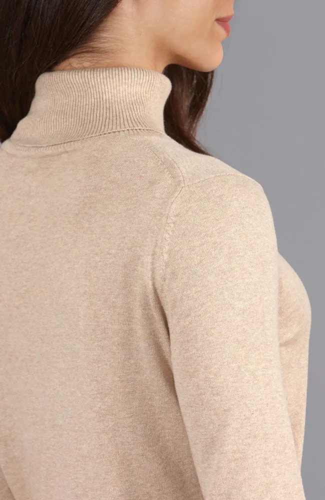 Womens Ultra Fine Cotton Roll Neck Long Sleeve Jumper