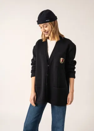 Yachting Réédit Wool Cardigan - with embroidered chest badge (NAVY)