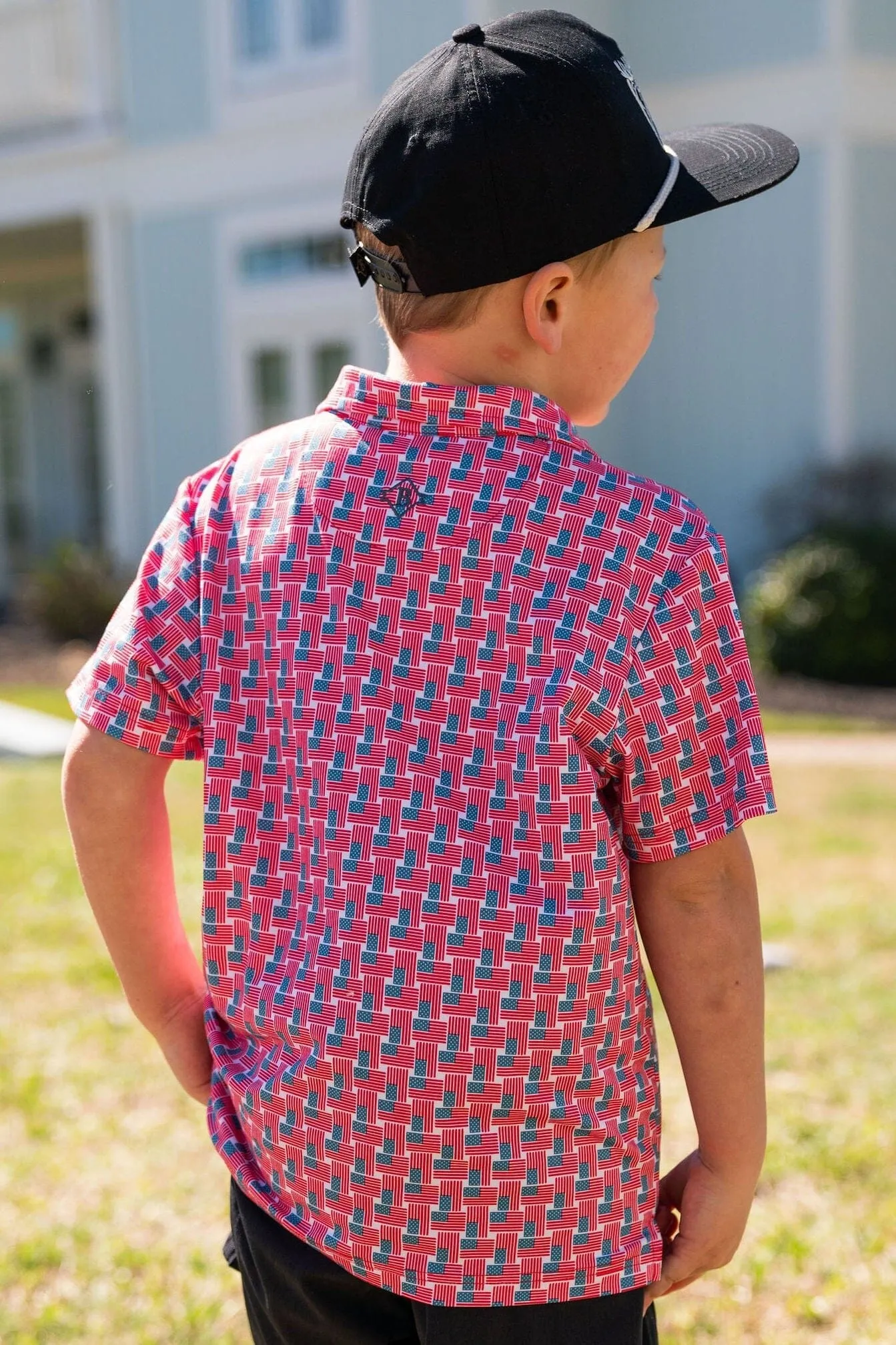 Youth Polo - American Flag Print