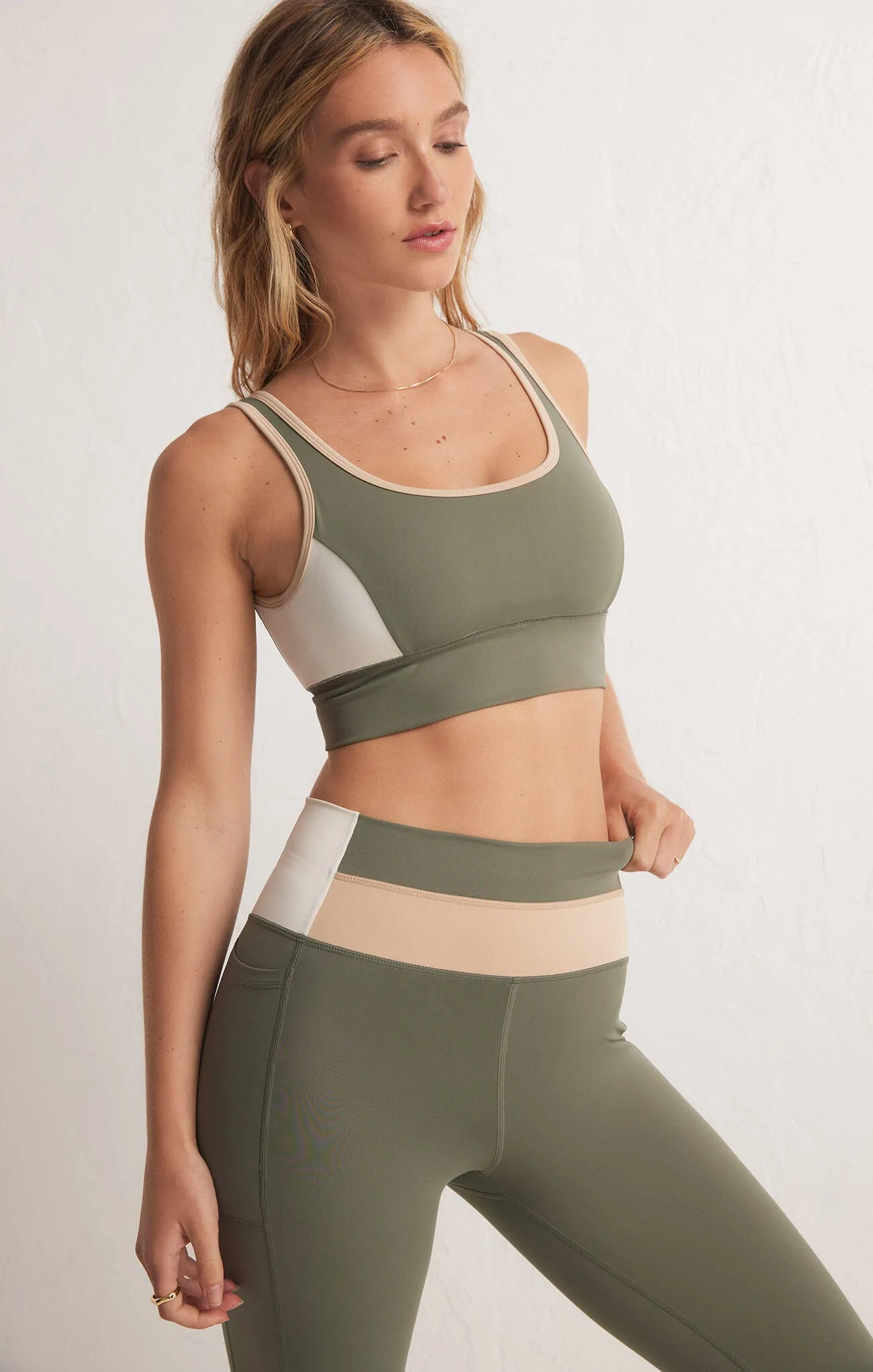 Z Supply Side Step Tank Bra | Olive Crush